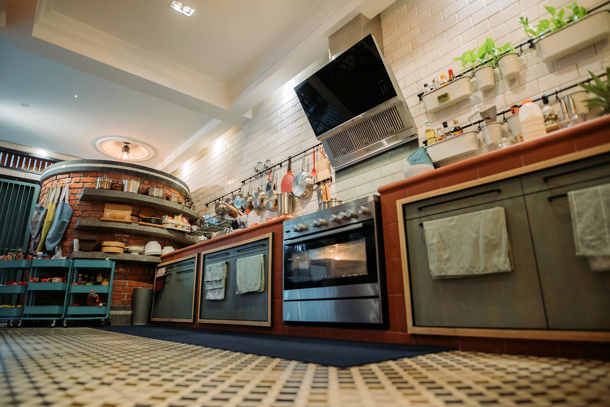 Modern kitchen with warm lighting and custom cabinetry