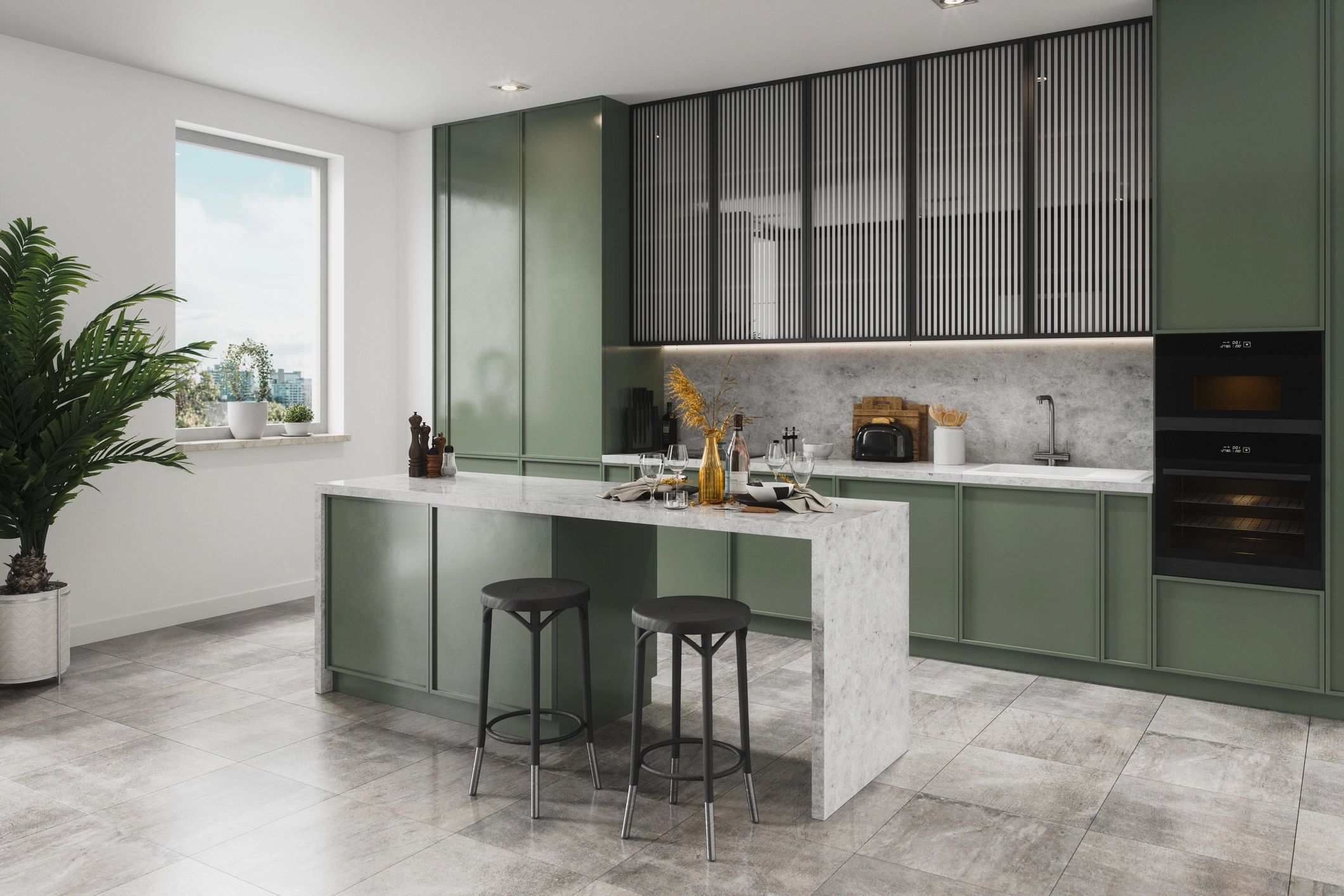 Contemporary kitchen cabinetry close-up